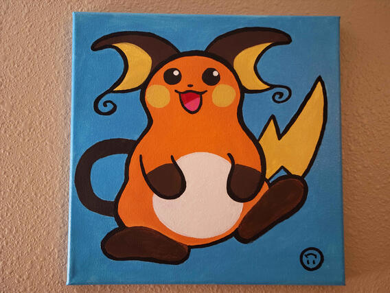 Raichu acrylic painting